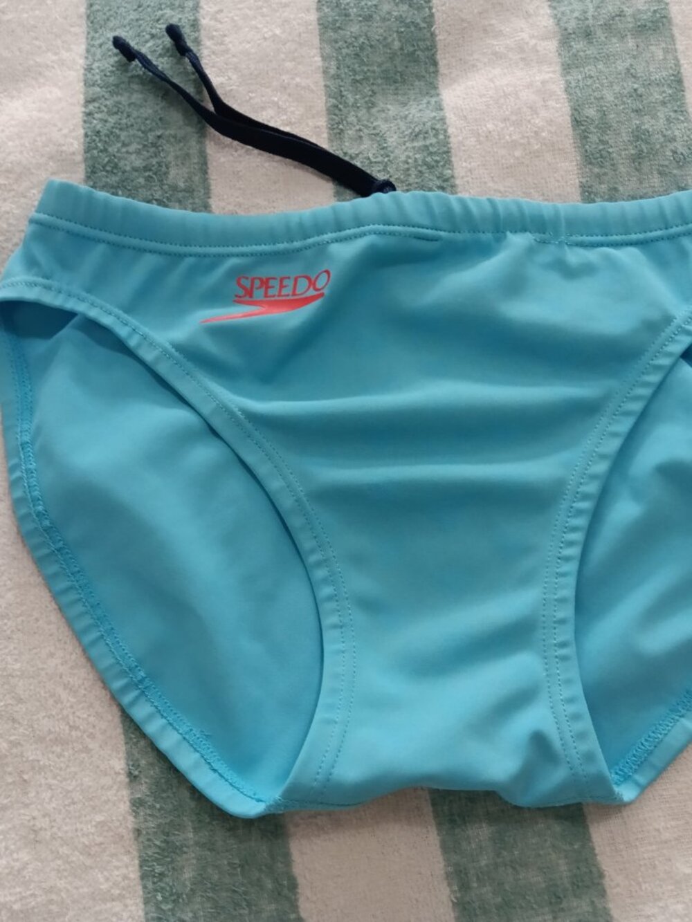 (*) VINTAGE JAPANESE COMPETITIVE SWIM BRIEF, BABY BLUE, JASPO "L" - (Pre-Owned)